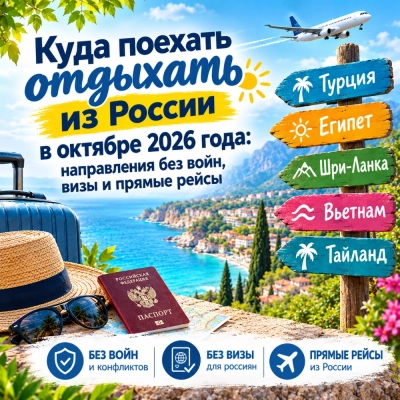 Куда поехать отдыхать из России в октябре 2026 года: направления без войн, визы и прямые рейсы
